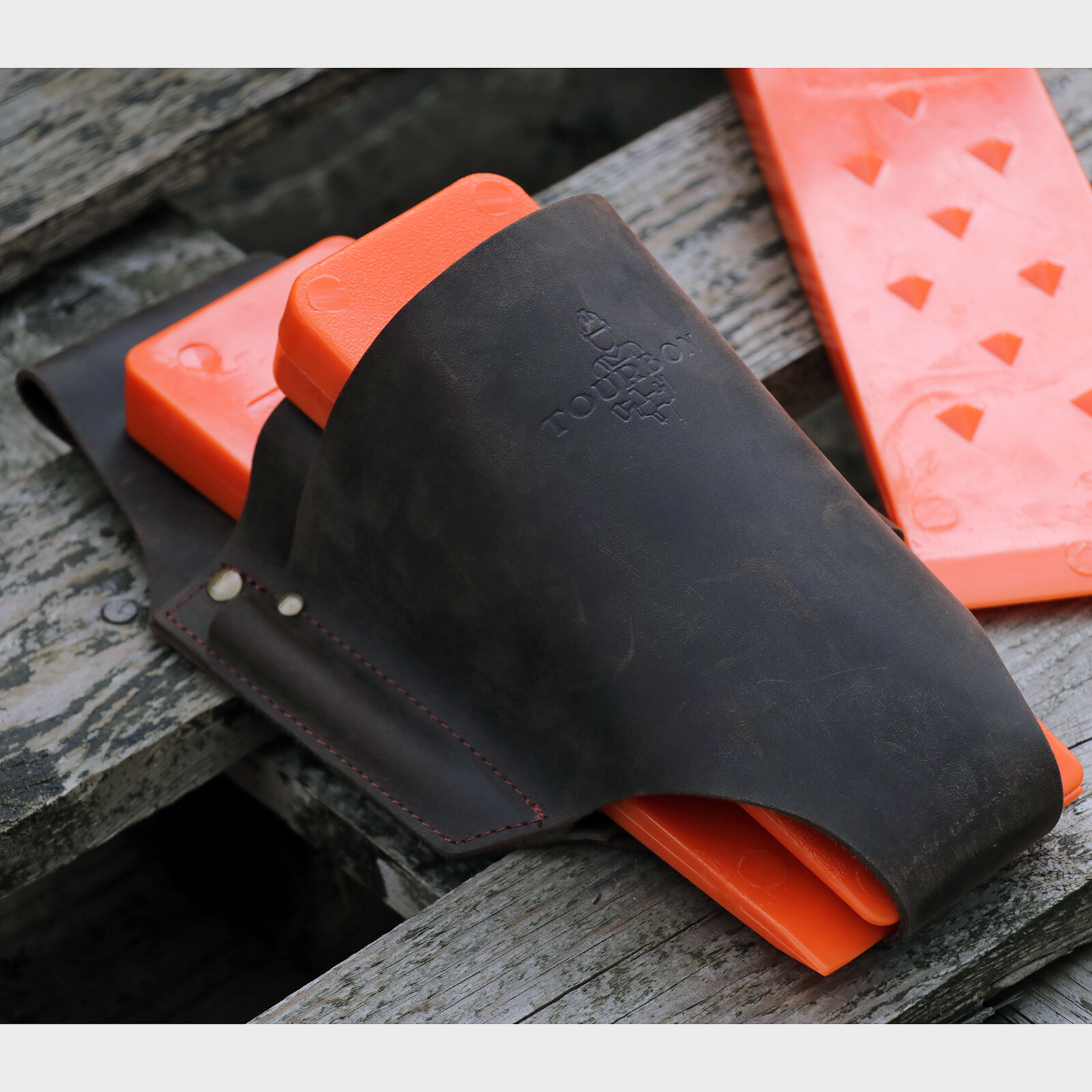 TOURBON Leather Loggers Tools Belt Pouch Tree Felling Bucking Wedge Holster Case