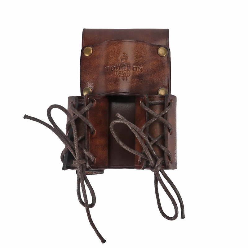TOURBON Leather Spud Wrench Tool Iron Double Worker Bull Pin Holder Belt Pouch