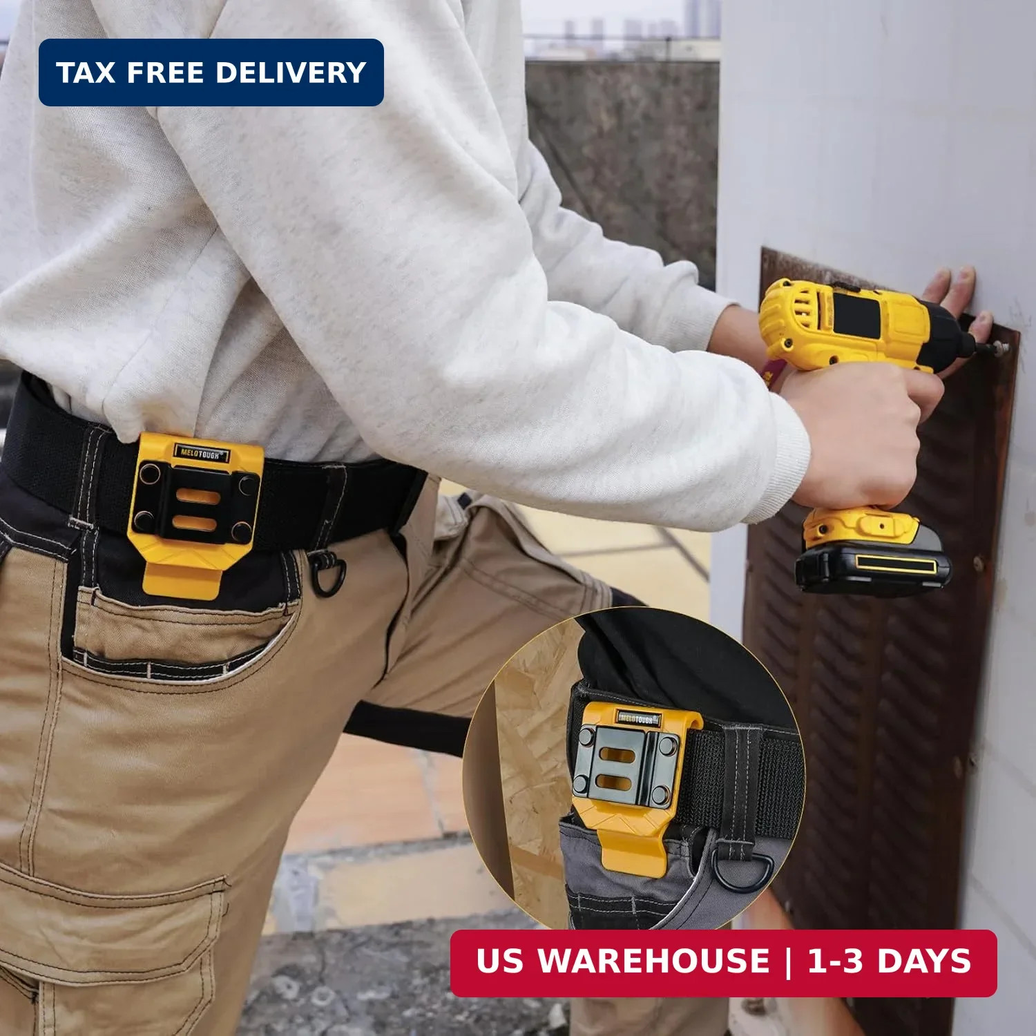 MELOTOUGH Drill Belt Clip,Drill Holder for Tool Belt,Measuring Tape Holder for I