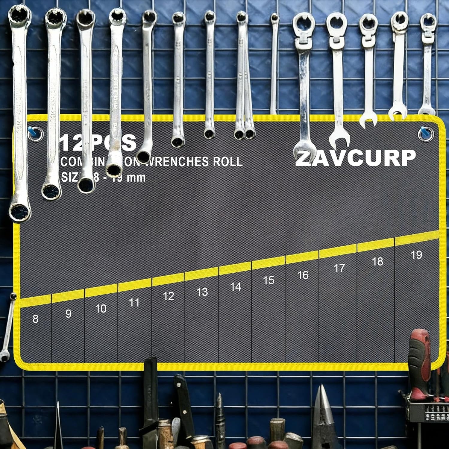Wrench Roll Up Pouch Metric 12 Pockets 8-19mm Wrench Organizer | Tool Roll Up…
