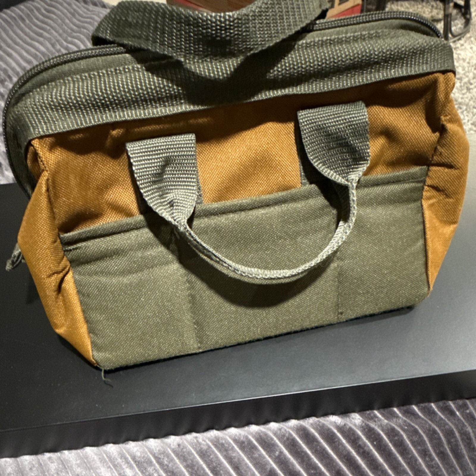 Bucket Boss Classic Canvas Tool Bag Green Brown Padded Handle
