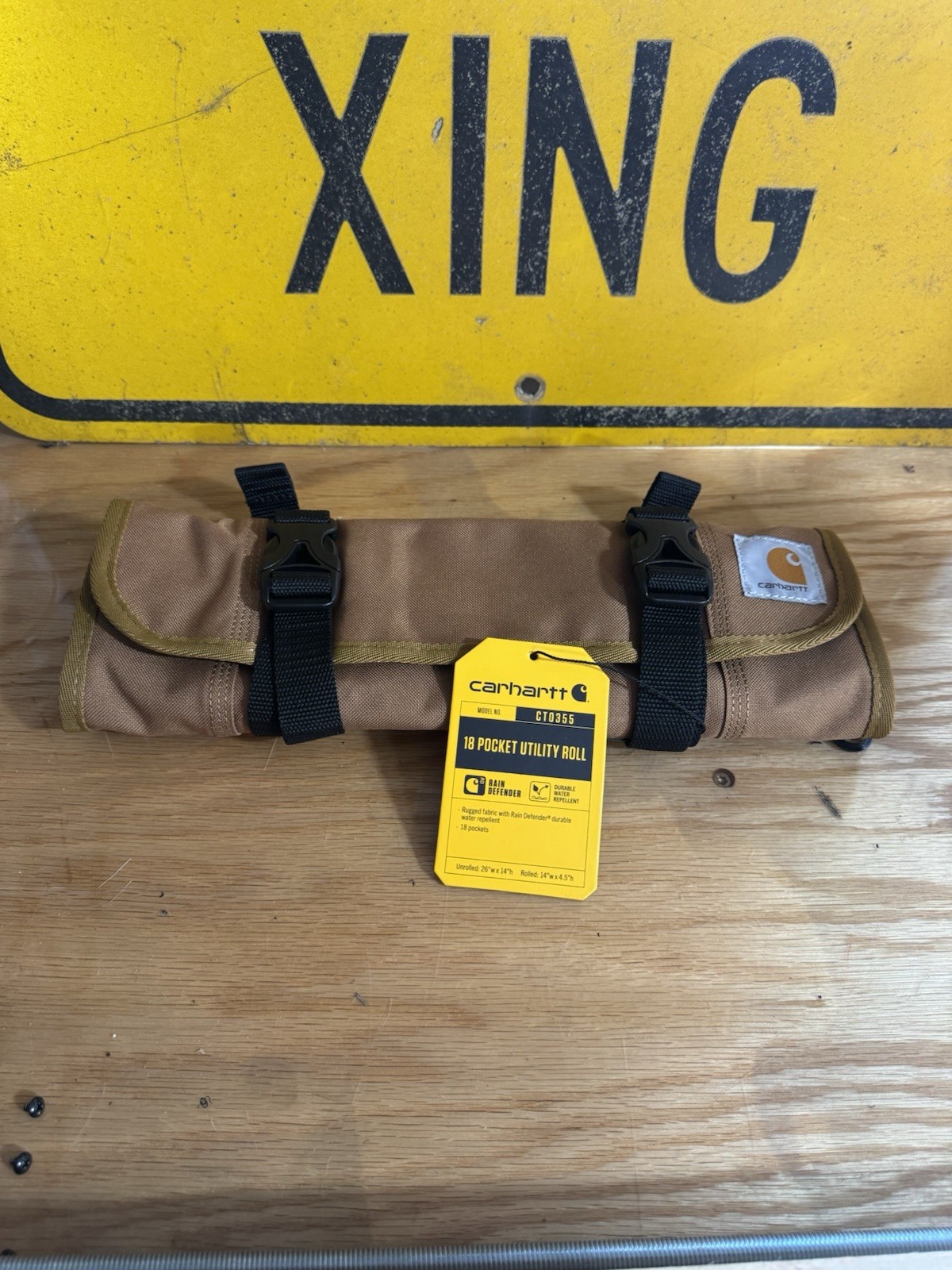 Carhartt CT0355 18-Pocket Roll-Up Tool Pouch, Rain Defender, Brown/Black