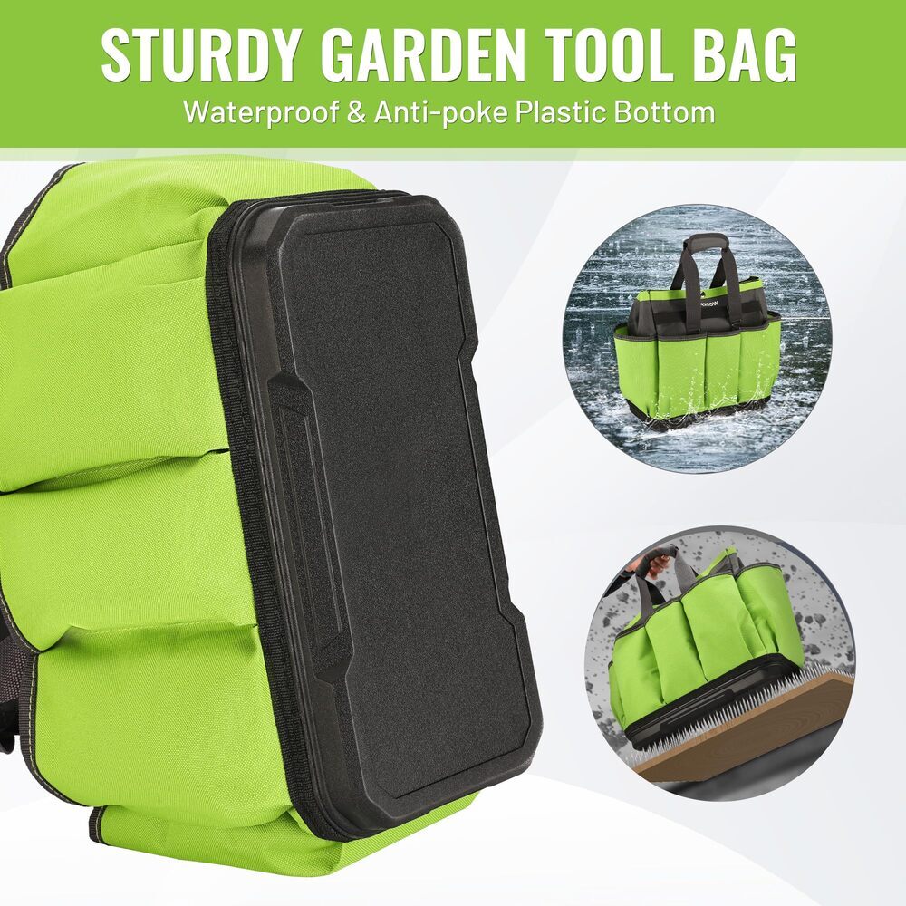 WORKPRO Garden Tool Bag with Waterproof Plastic Base 8 Pockets Gardening Bag USA