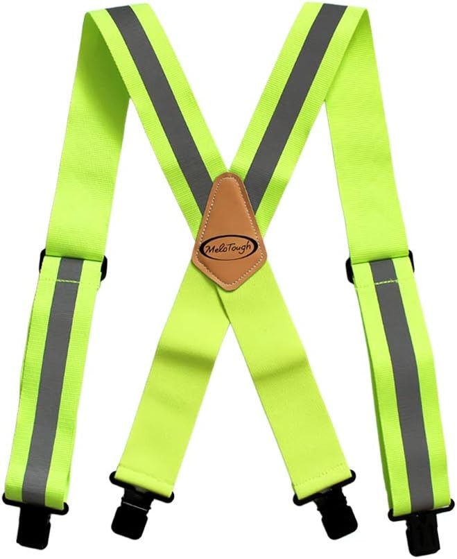 MELOTOUGH Reflective Safety Suspenders|Work X BACK, Lime