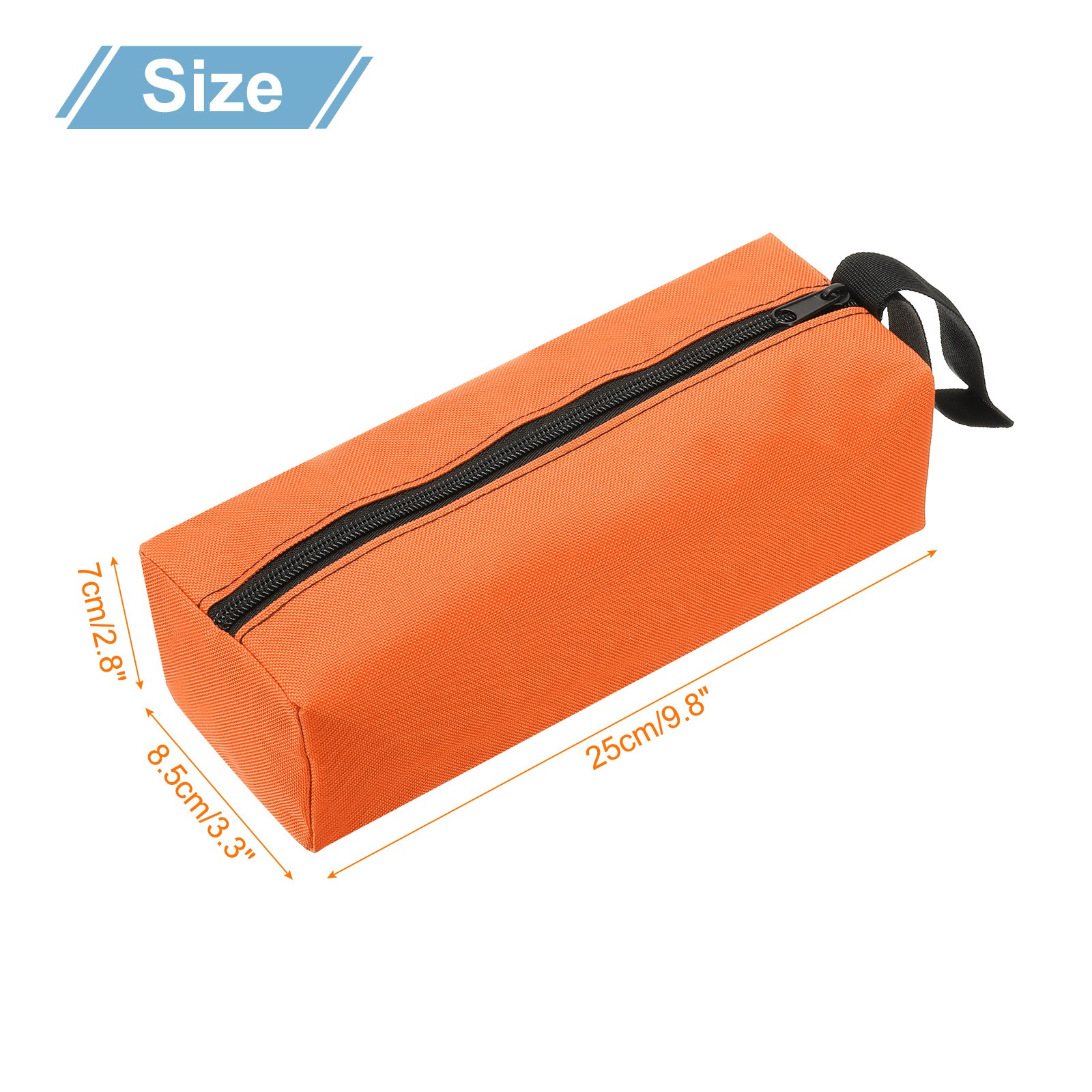 Zipper Utility Tool Bag 9.8×3.3×2.8 Inch Multi-purpose Tote Bag Orange