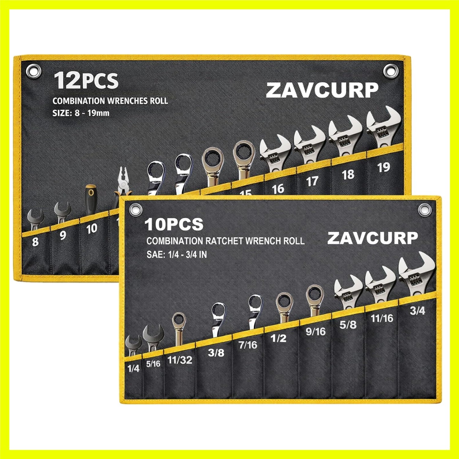 2PCS Wrench Roll, Wrench Roll Up Pouch Organizer, Heavy-Duty Tool Bag | Label…
