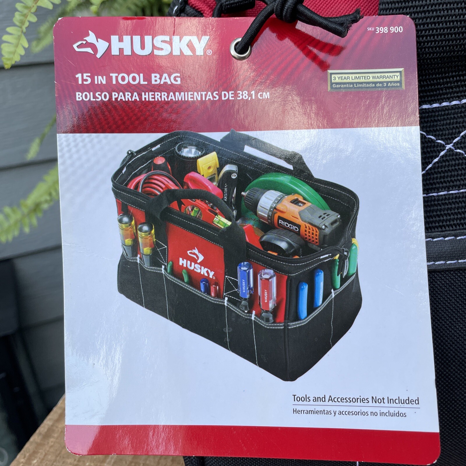 Husky 15 In Tool Bag 398900 Black Red Zippered Top & 14 Pockets