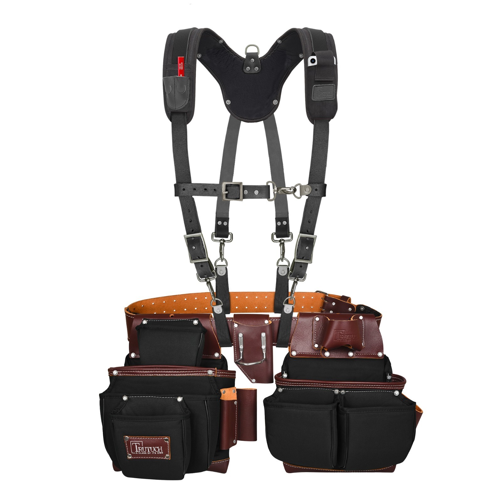 TRUTUCH Nylon and Leather Tool Belt with Leather Work Suspender | Electrician