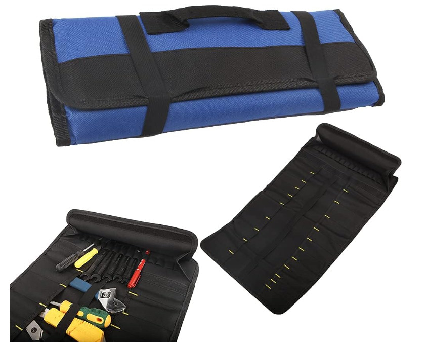 22 pocket Tool Bag Canvas Wrench Roll Up Pouch/Screwdriver Pliers Roller Compart