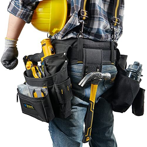Tool Pouch Tool Belt with Suspenders Electrician Tool Belts Carpenter for men