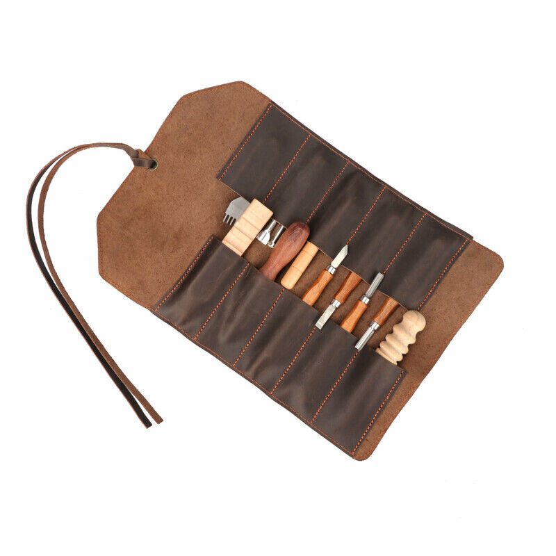 Leather Wood Carving Knives Roll Tools Organizer Knife Carrier Pouch-Xmas Gift