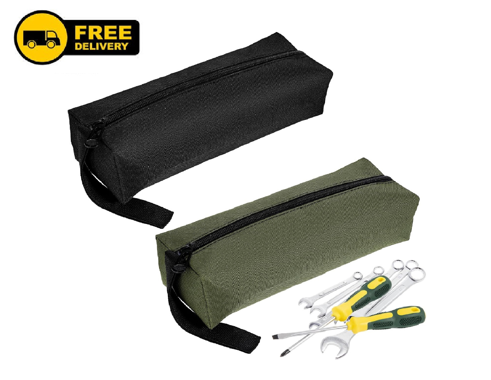 2 Pack Canvas Tool Pouch with Zipper, Tool Pouch Bag, Multi-Purpose Small Zipper