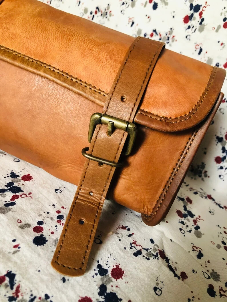 Bag Genuine Leather Vintage Motorcycle Strap Buckle Closure Tool Goat Brown Best