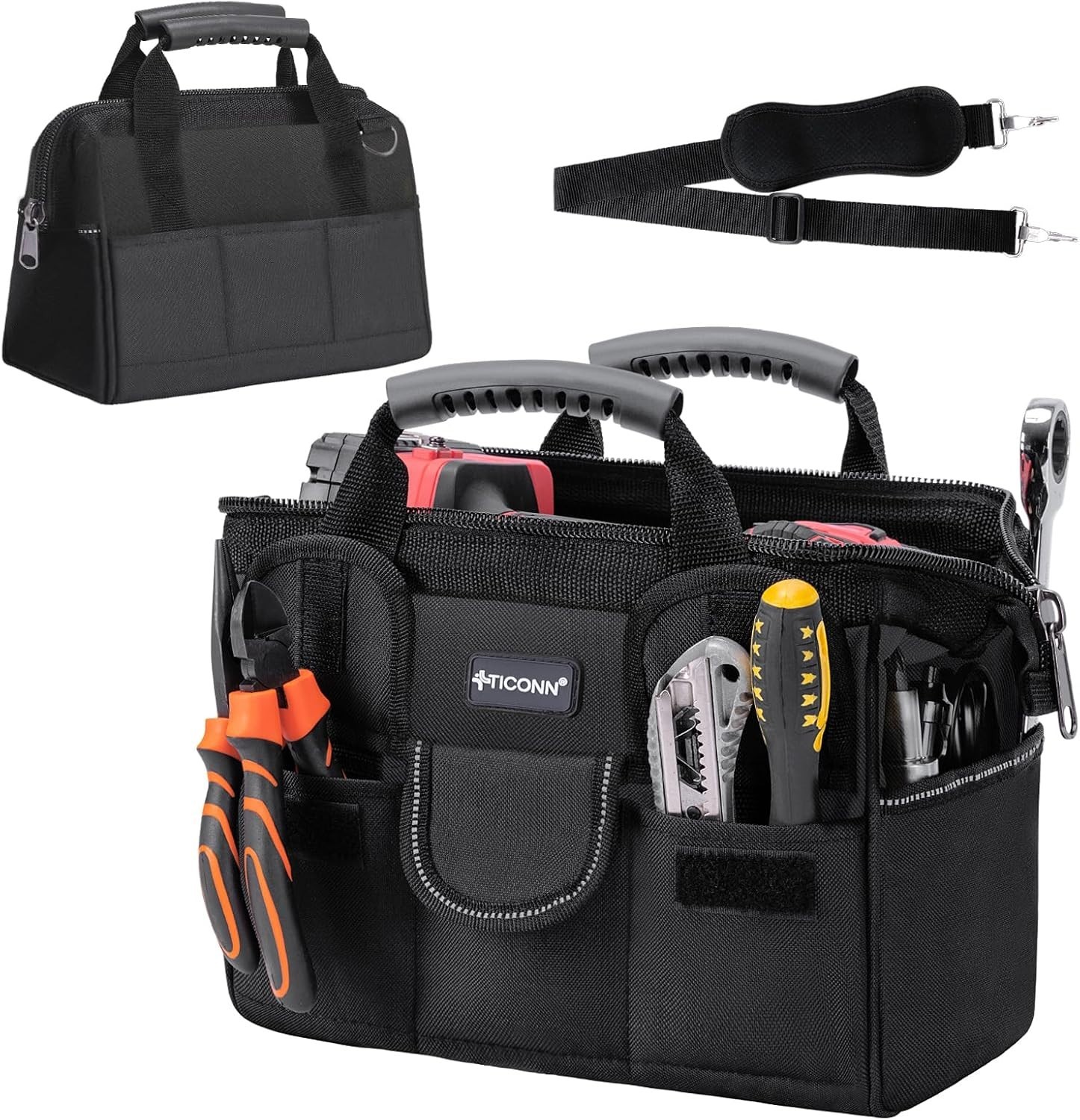 Rugged 12″ Tool Bag with Wide Opening and 8 Pockets – Ideal for Professionals