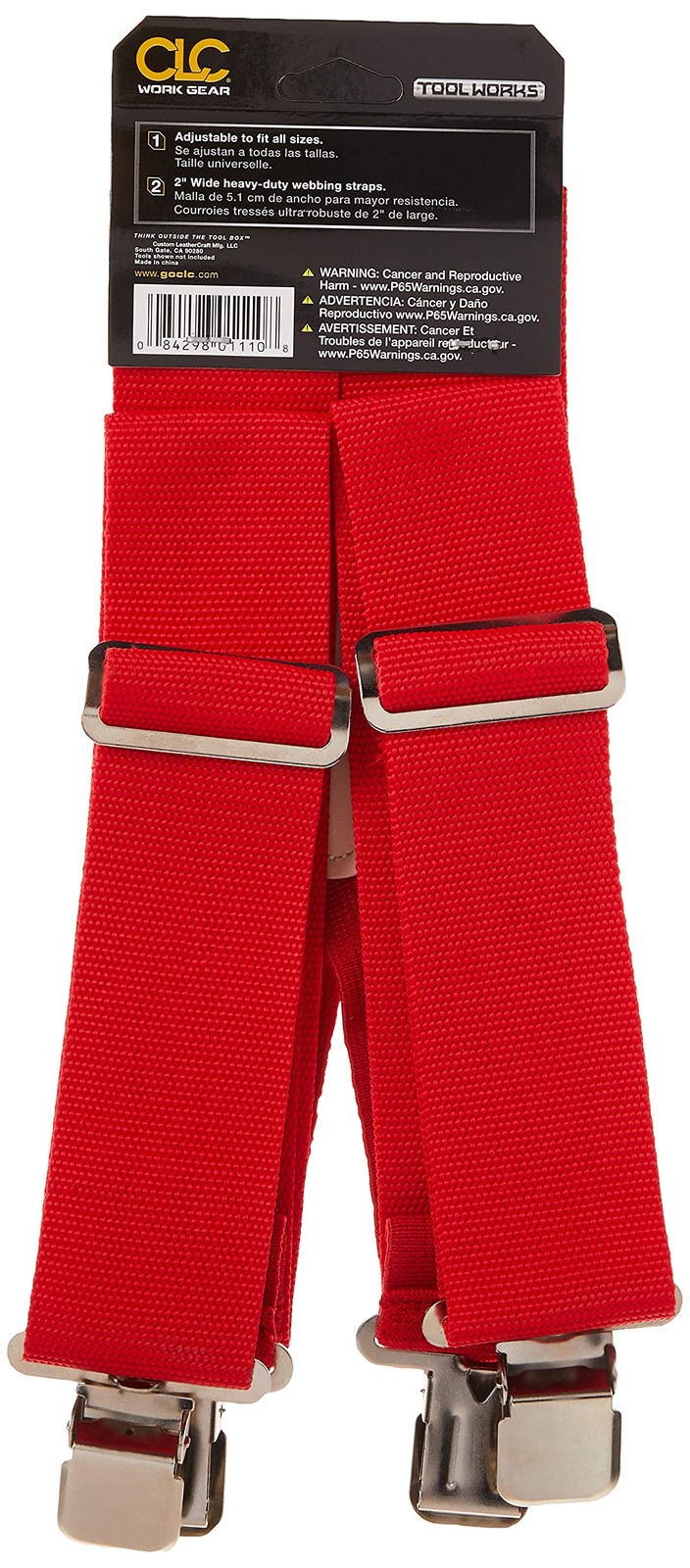 Custom Leathercraft110RED Heavy Duty Work Suspenders, Elastic Straps, One Siz…