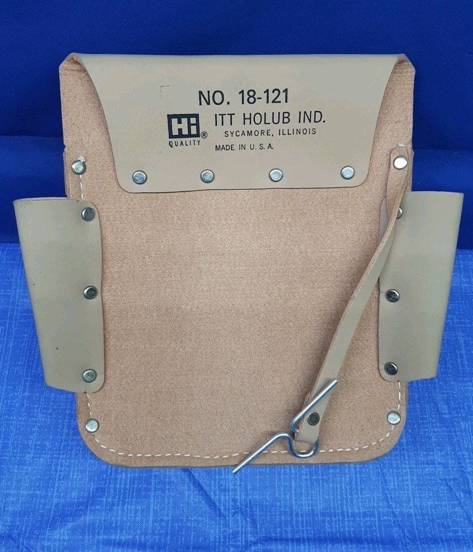 NOS ITT HOLUB IND. Hi Quality Cat No 18-121 Tool Belt Pouch Leather Sycamore IL