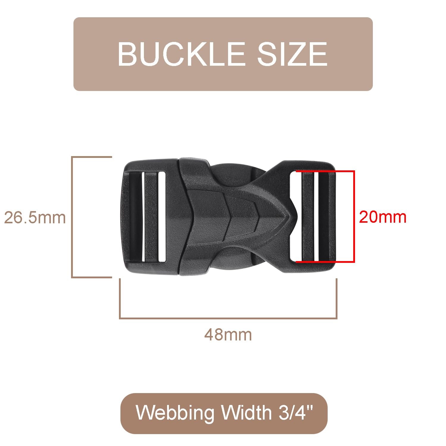 CooBigo 6 Pack 3/4″ Buckles for Strap Quick Side Release Buckles Replacement, Ba
