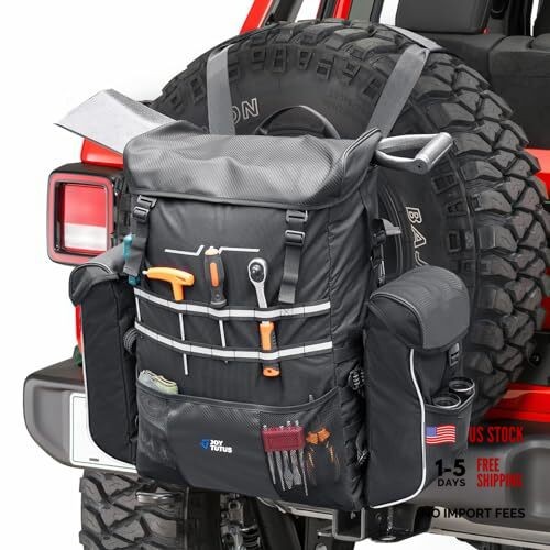 Spare Tire Storage Bag, 52L with 6L Side Bags, Heavy Duty Luggage for