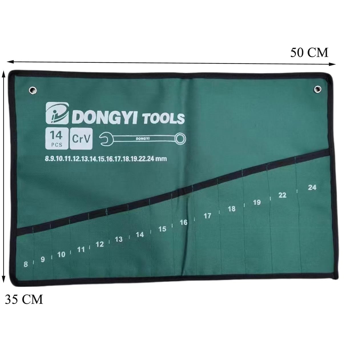 DraCra 2 Pack Wrench Roll Up Pouch Wrench Set Roll Organizer 14 Pocket Slot