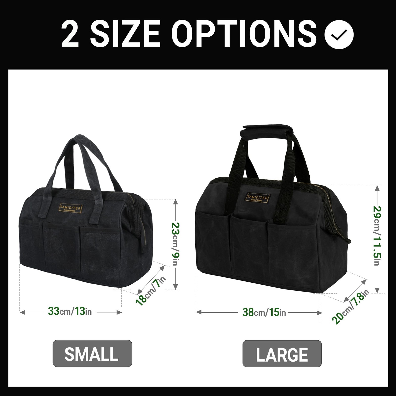 Tool Bag with Zipper, Heavy Duty 16oz Waxed Canvas Wide Mouth Tool Tote Bag, …
