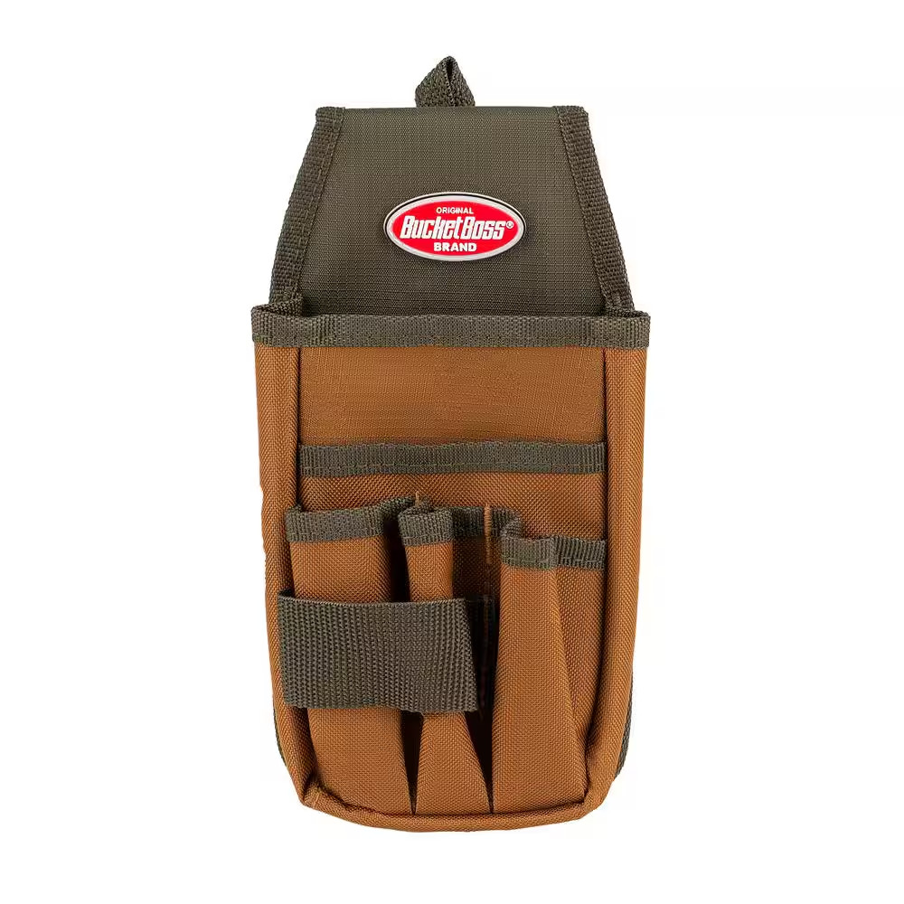 Bucket Boss Utility Pouch with Flap Fit, Polyester, 5 Pockets 54170 Bucket Boss