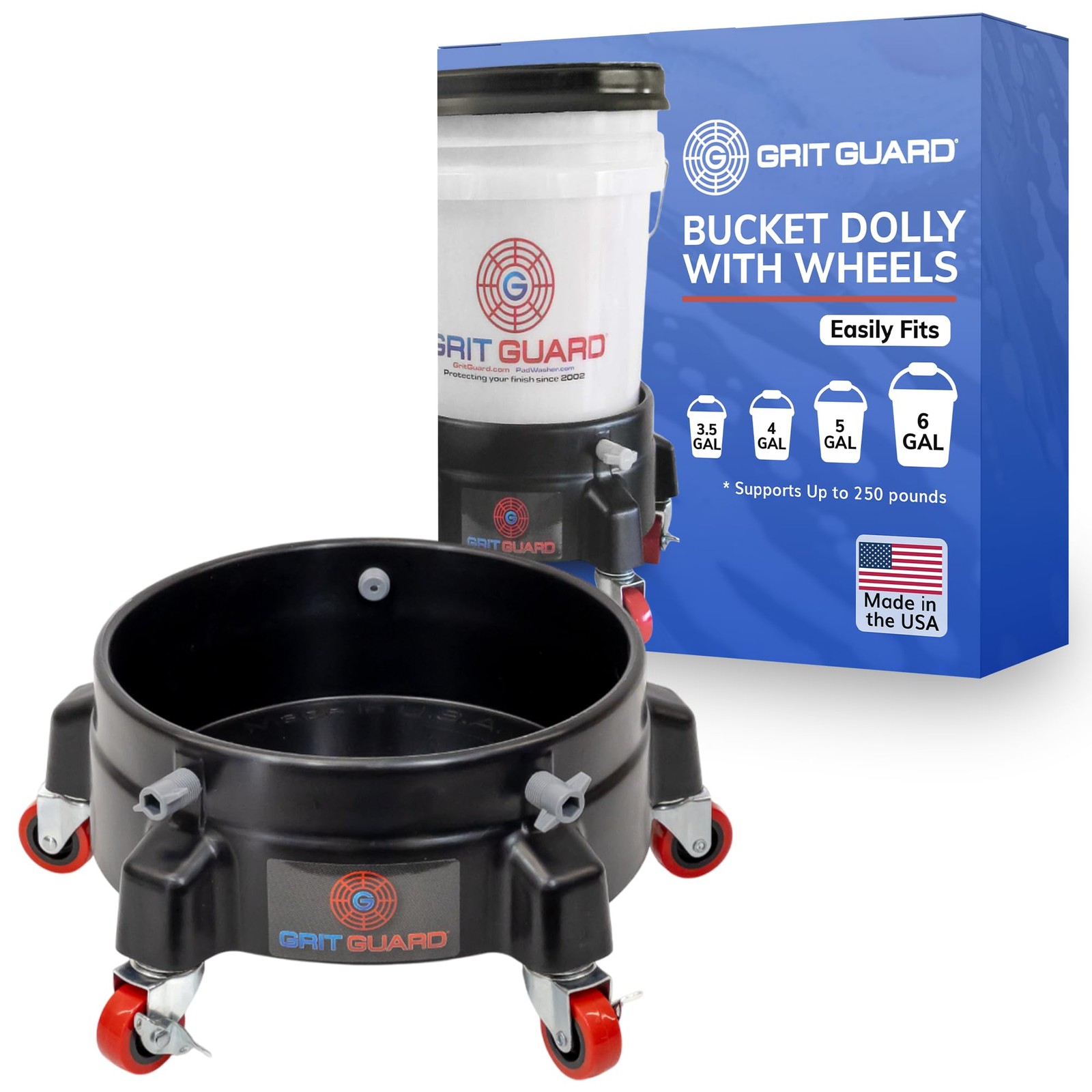 Bucket Dolly with Wheels – Rolling Detailing Wash Bucket with 5 Wheels and 2 …