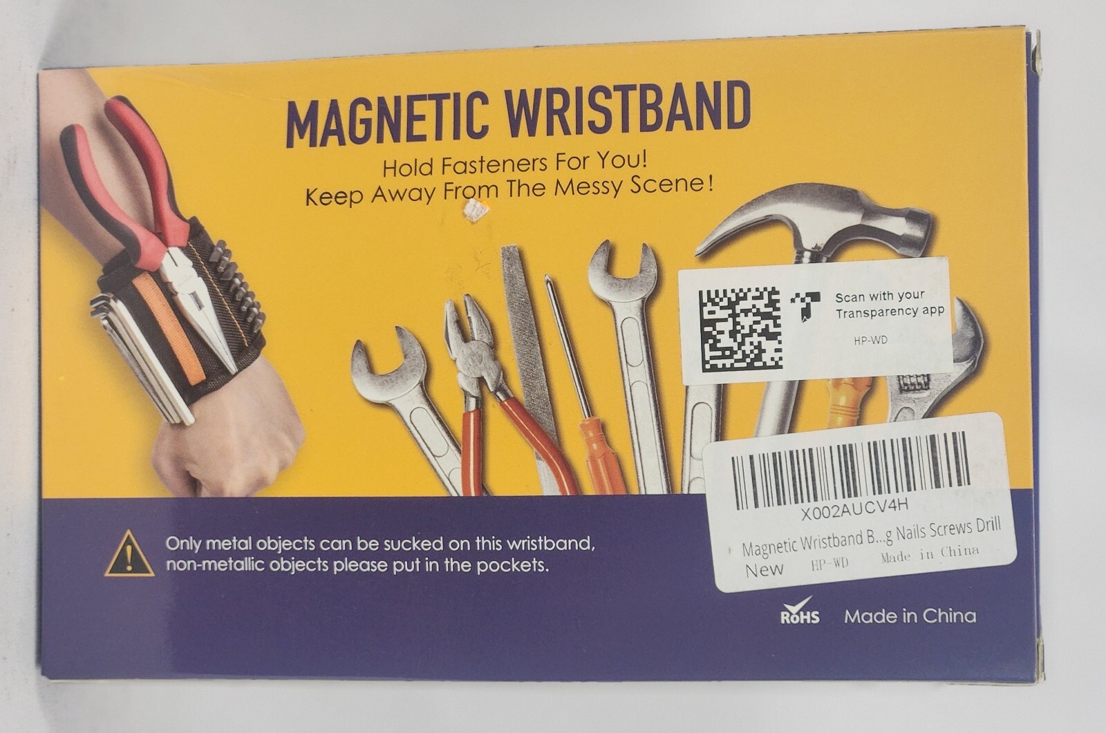 Magnetic Wristband Holds Screws, Nails, Drill Bits, etc. Great Gift for Handyman