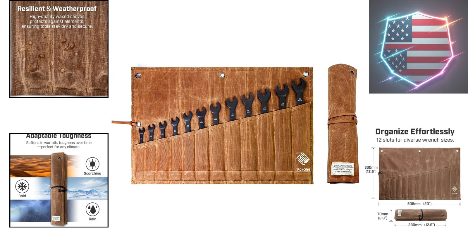 Tool Pouch, Roll-Up Storage Bag for Hand Tools & Wrenches.