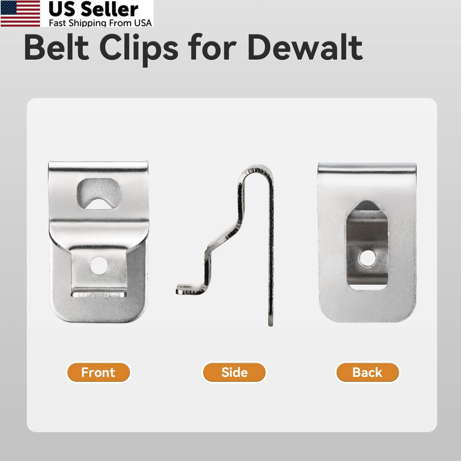Belt Clips for Dewalt, 6pcs 304 Stainless Steel Drill Tool with Silver