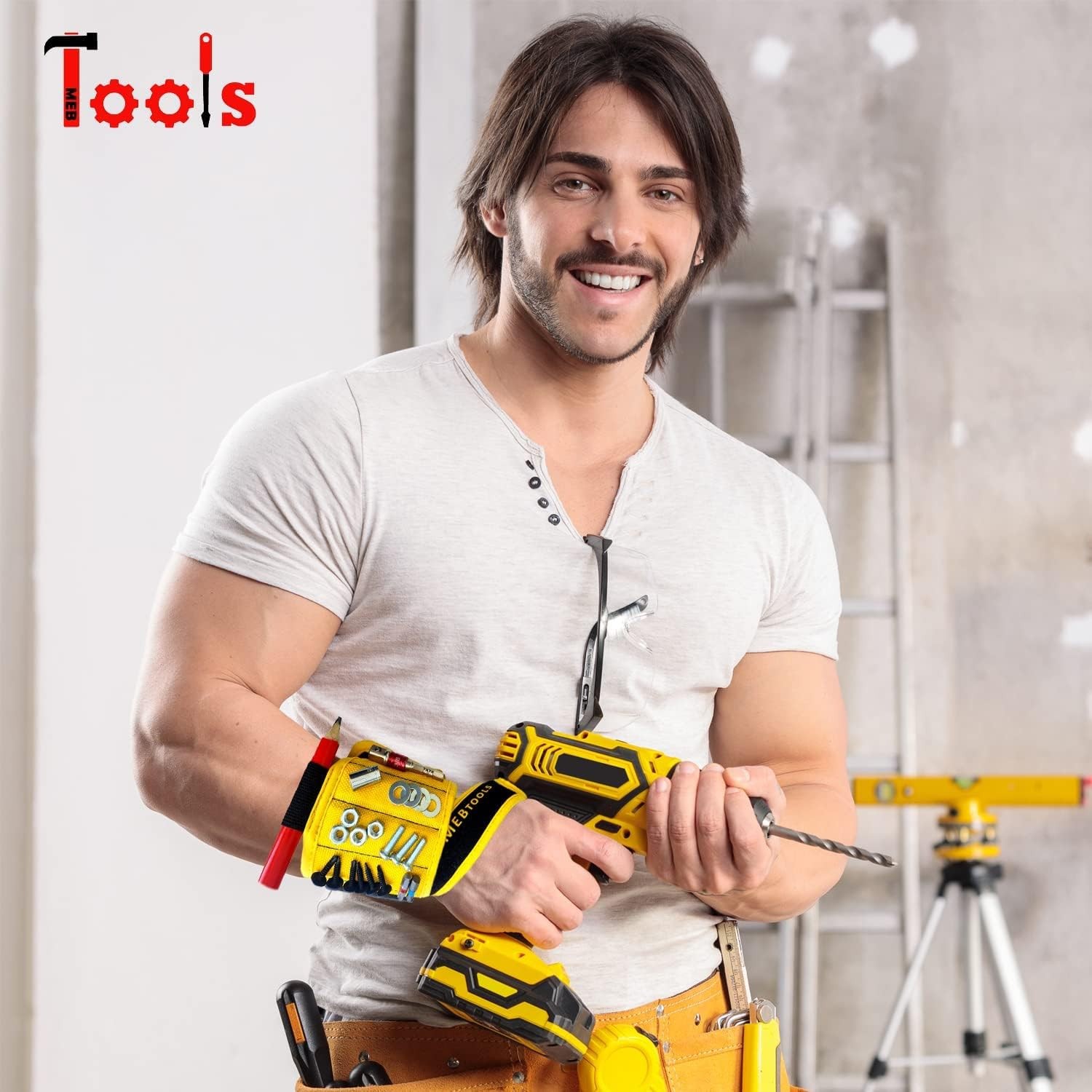 MyToolOn Magnetic Wristband with 20 Strong Magnets for Holding hardware & tools