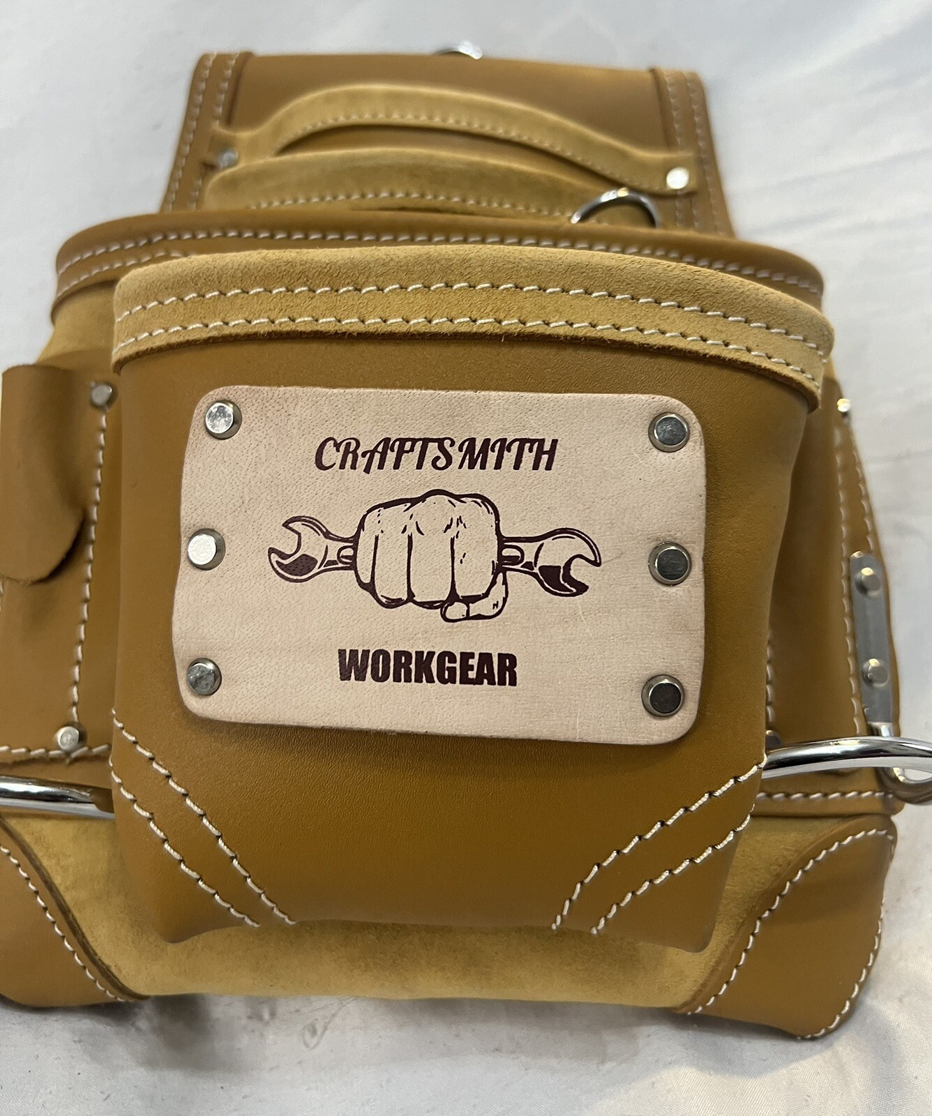 10 Pocket Oil Tan Leather Tool Pouch & Free Hammer Holder | Framer | Carpenter