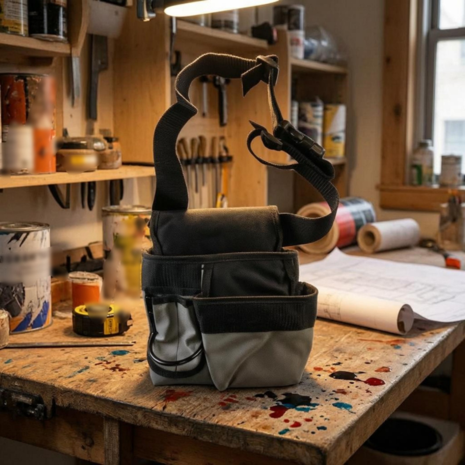 Canvas Tool Bag Multiple Pockets accessibleTop Tool Bag Hanging Loop