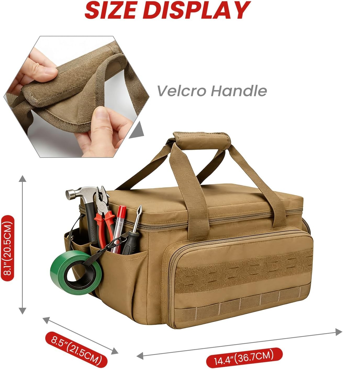 Canvas Tool Tote 14 Inch Heavy Duty Reinforced Bottom Multiple Pockets Organizer