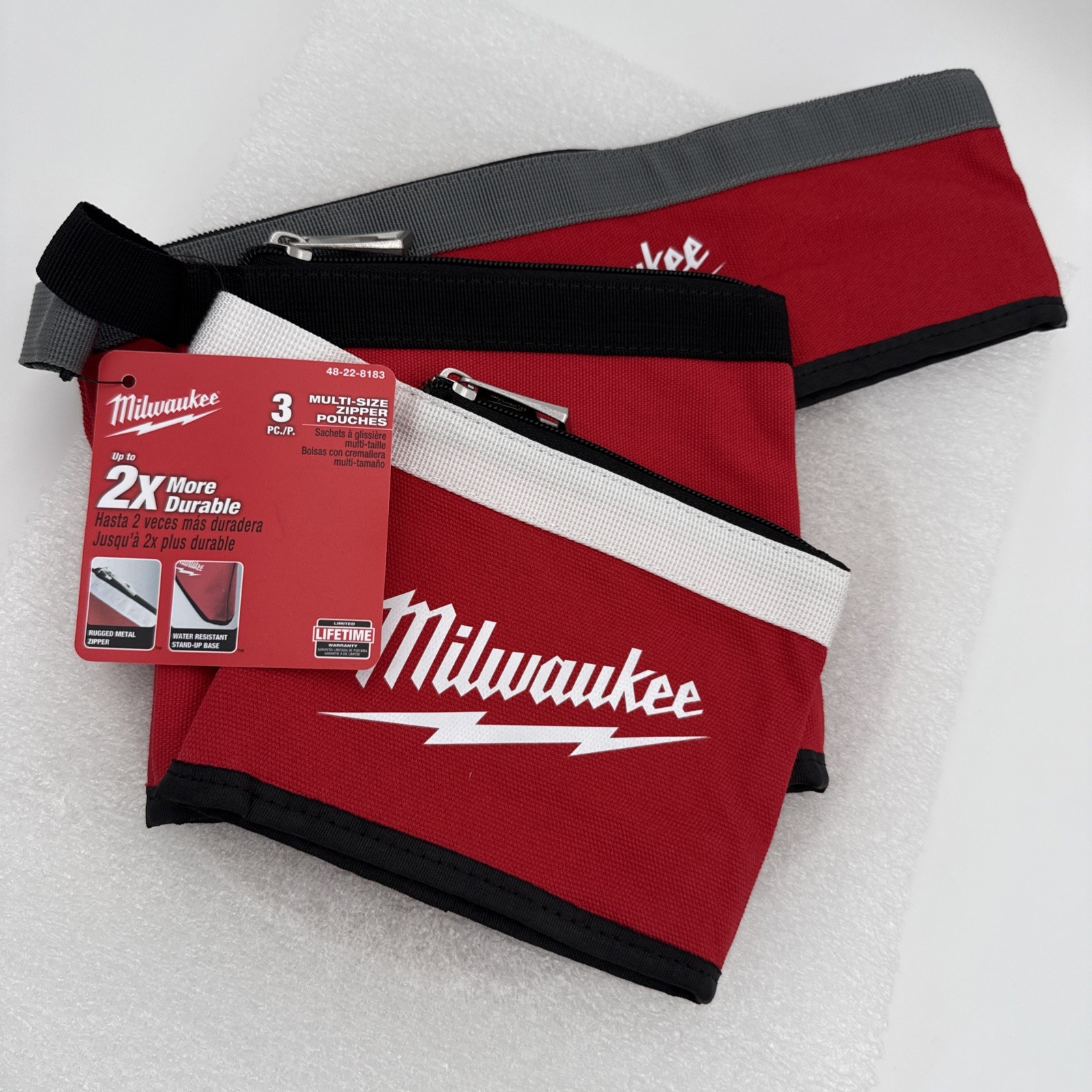 3 PC Milwaukee Tool 48-22-8183 Multi-Size Zipper Pouches