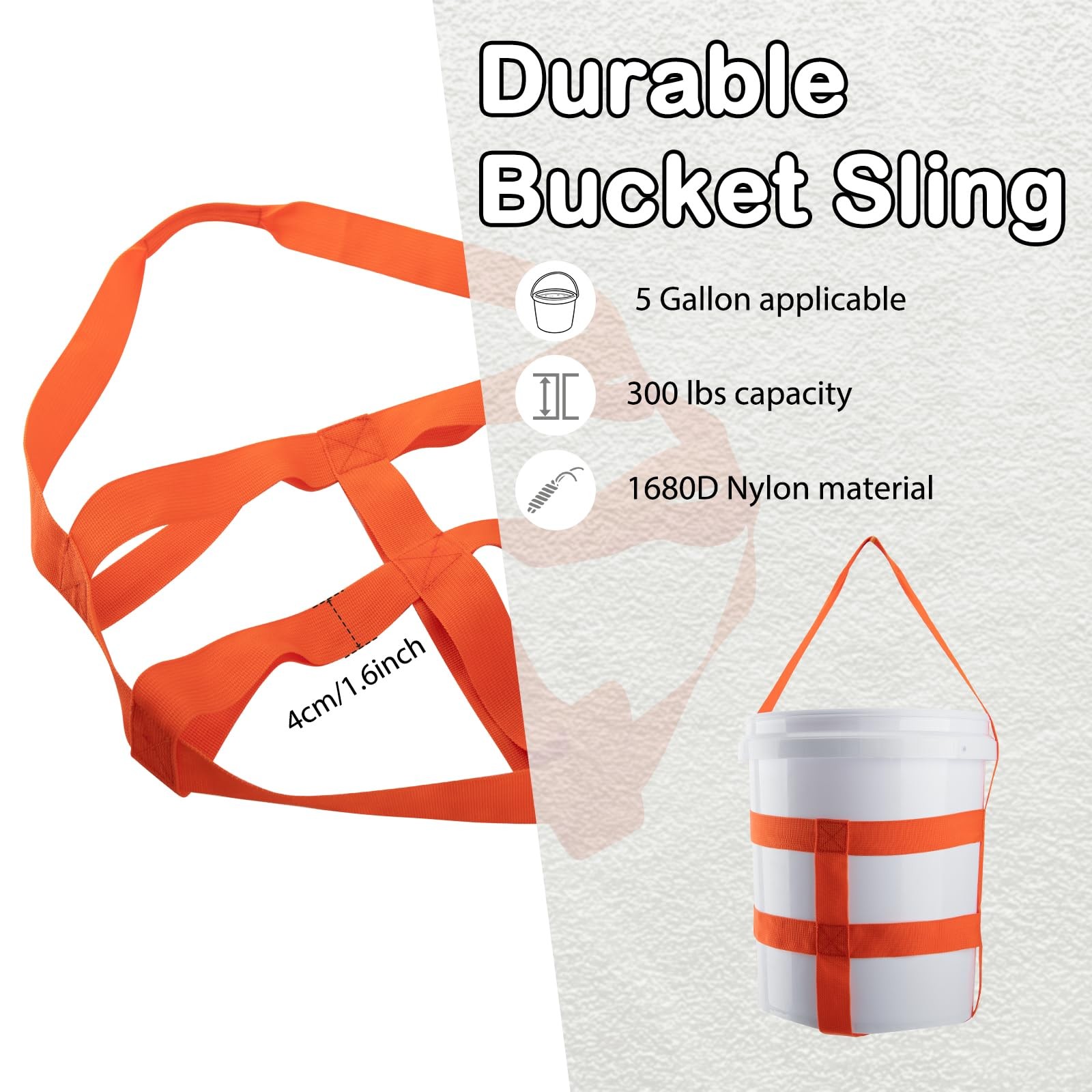 2 PCS Bucket Sling for 5 Gallon Bucket,1.6 Inch Wide Handling Sling Heavy 168