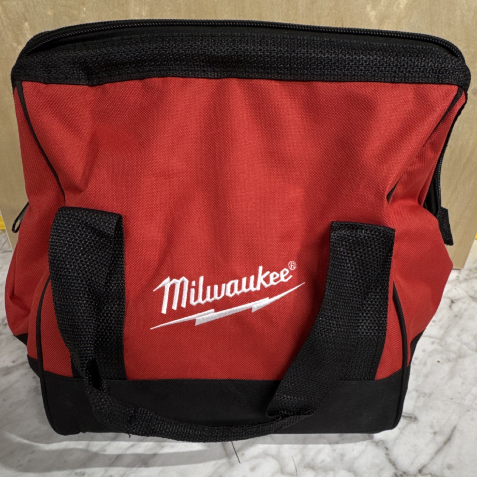 Milwaukee Red and Black Fabric Tool Bag with Handle
