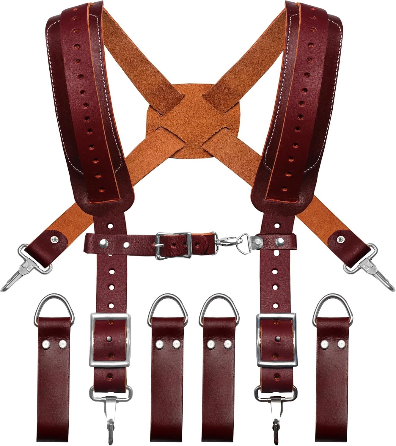 Heavy Duty Leather Tool Belt Suspenders for Men – Ideal for Carpenters & Electri