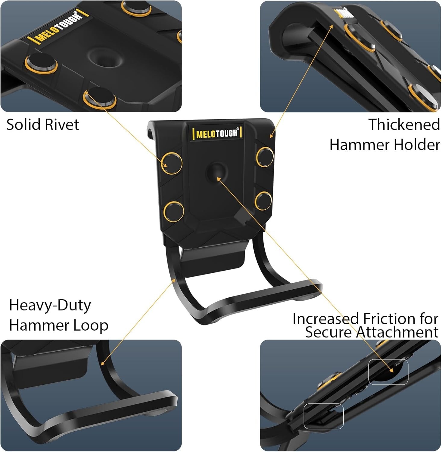 MELOTOUGH Hammer Holder for Belt, Hammer Loop 2.7 “Lx2.9 “Wx3.5 “H