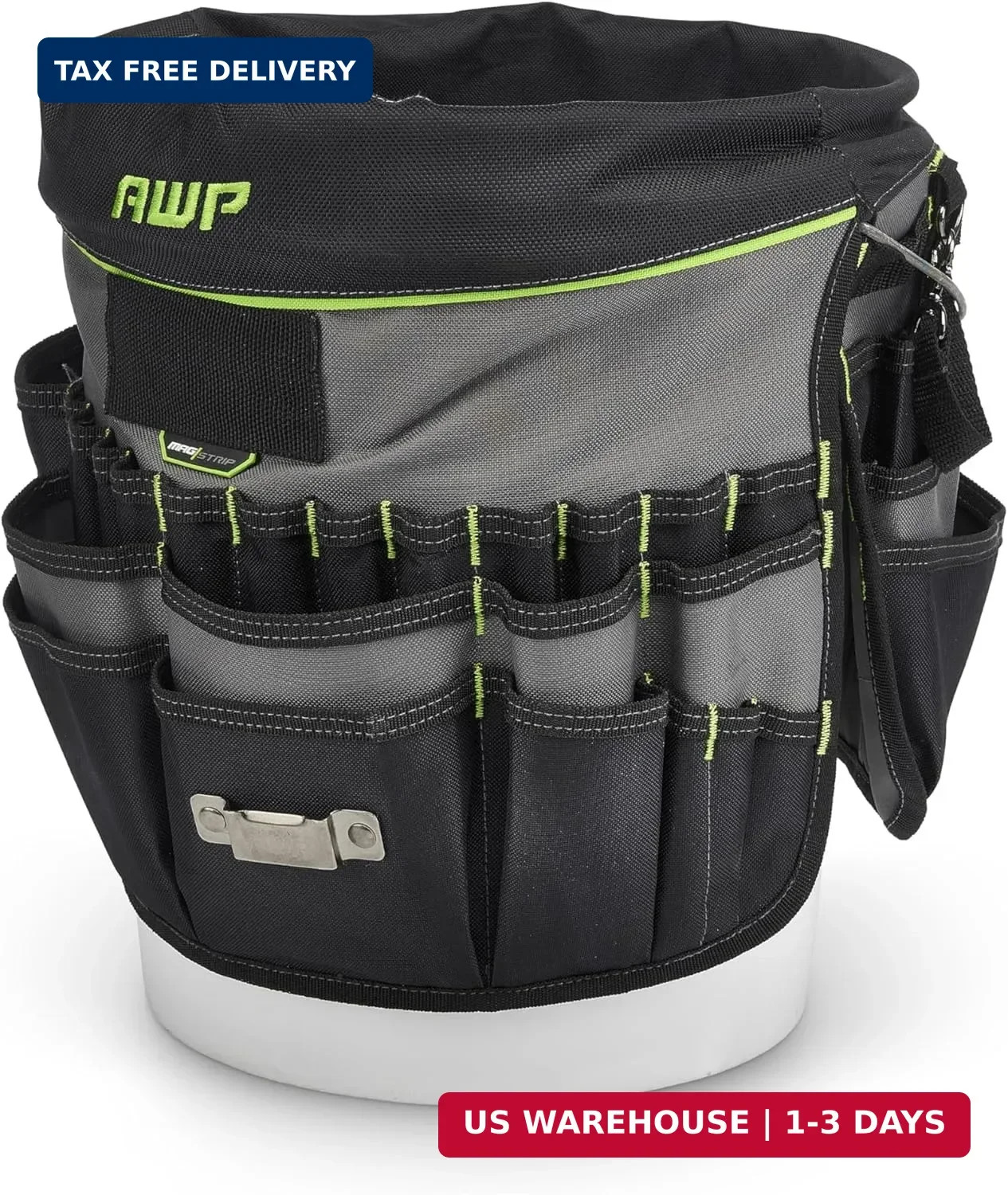 AWP Bucket Tool Organizer 51-Pocket for 5-Gallon Buckets, Water-Resistant Heavy-