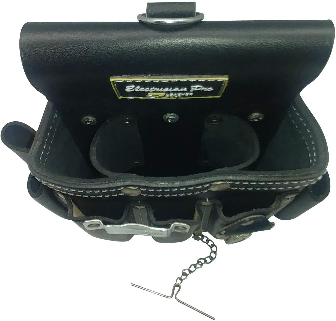 3400-BK Leather Gold, Professional Leather Electrician Tool Pouch, Black