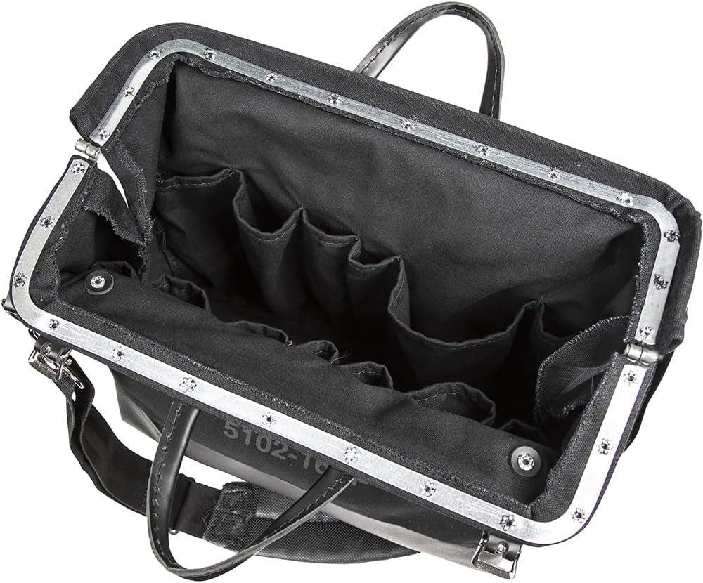 Klein Tools 510216SPBLK Tool Bag, Large 16-Inch Deluxe Canvas Tool Bag and Organ