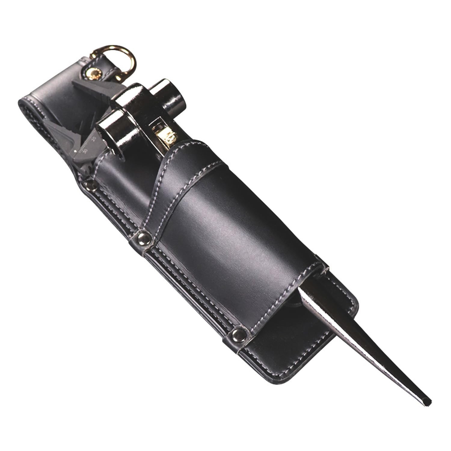 Fujiya AH-42BG 2-Tier Shino Ratchet Holder Black Gold Light PU Leather Series