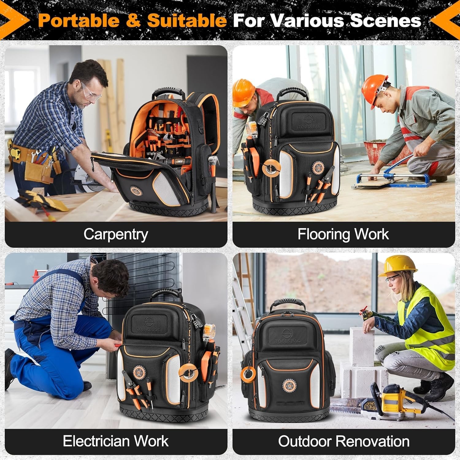 Professional 18.1-Inch Tool Storage Backpack – 75 Pockets & Rugged Durability