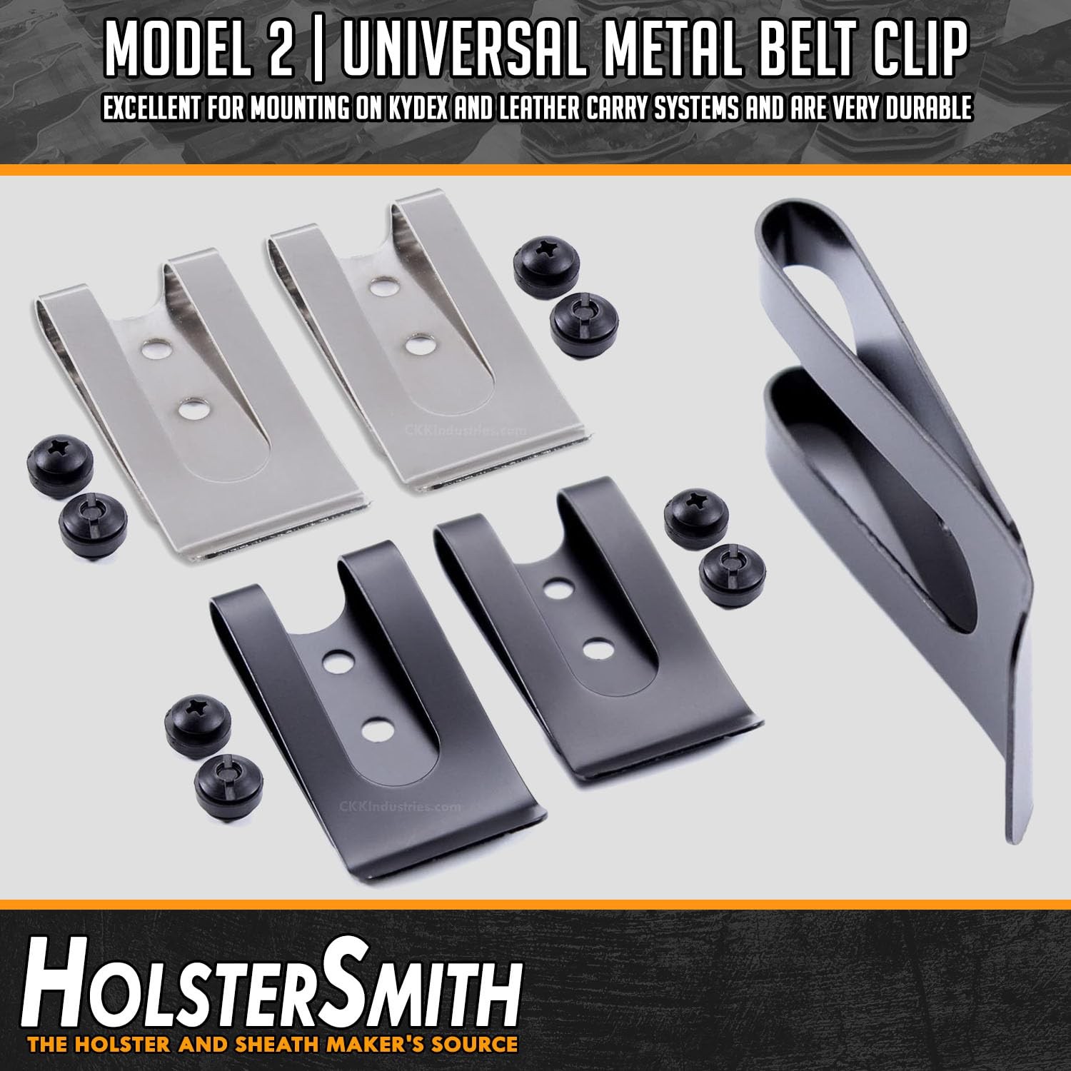 HolsterSmith Universal Metal Belt Clip – fits up to 2.0 inch Belts – Tactical…