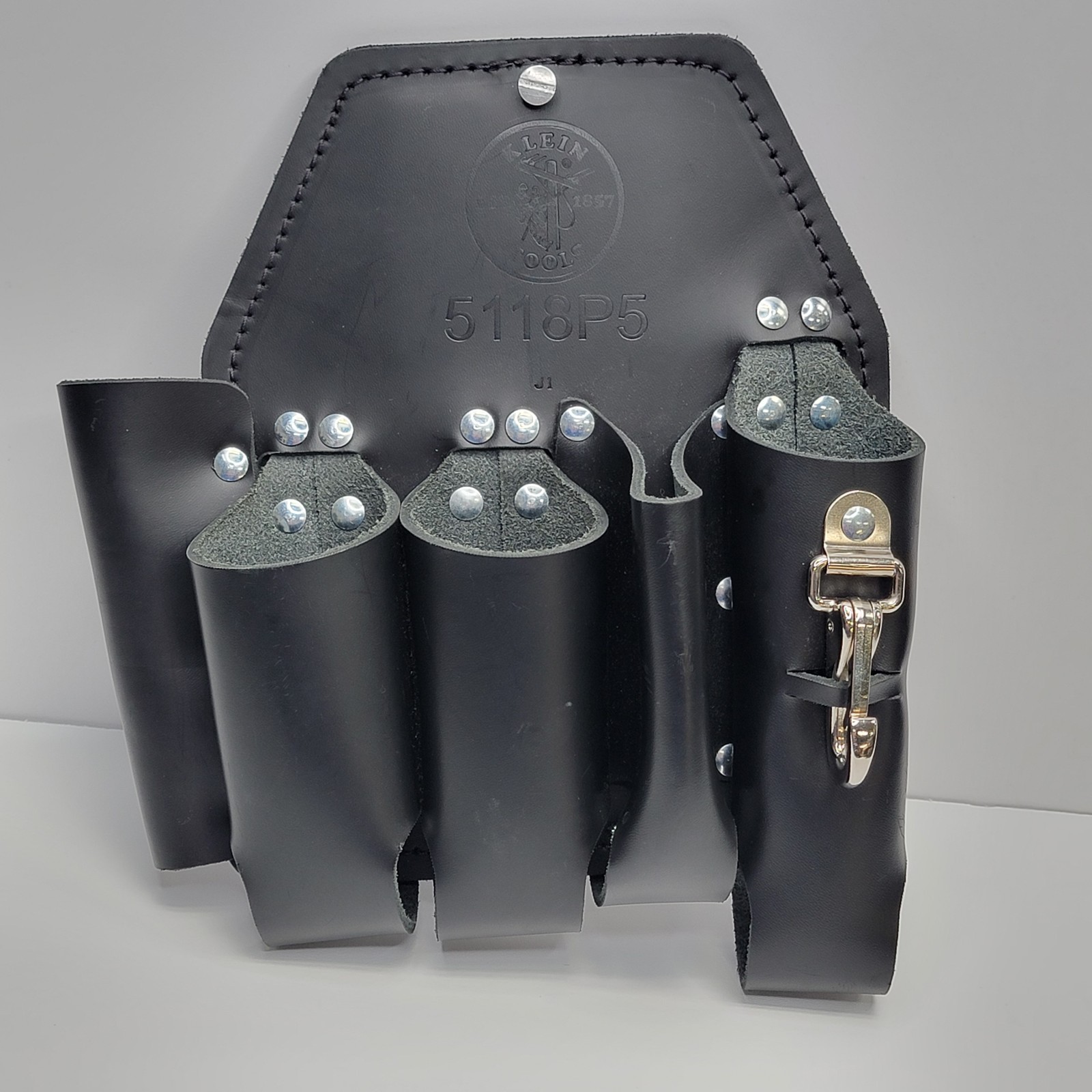 NEW – Black Leather Klein Tools 5118P5 5 Pocket Tool Holder Pouch 10 x 11-Inch