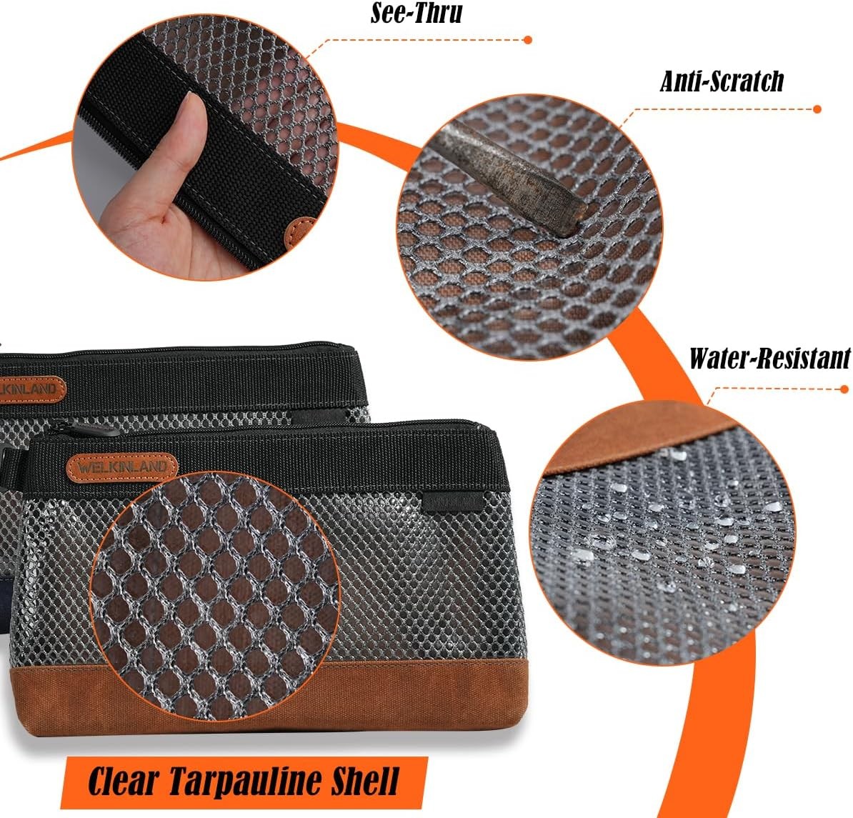 WELKINLAND 4 Pack 12″ Waxed Canvas Tool Pouches Zipper