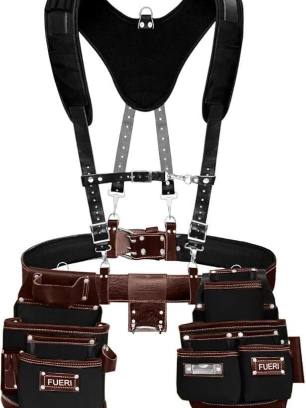 FUERI Nylon & Leather Tool Belt Bags for Men and Women’s, Heavy Duty Tool Pouch