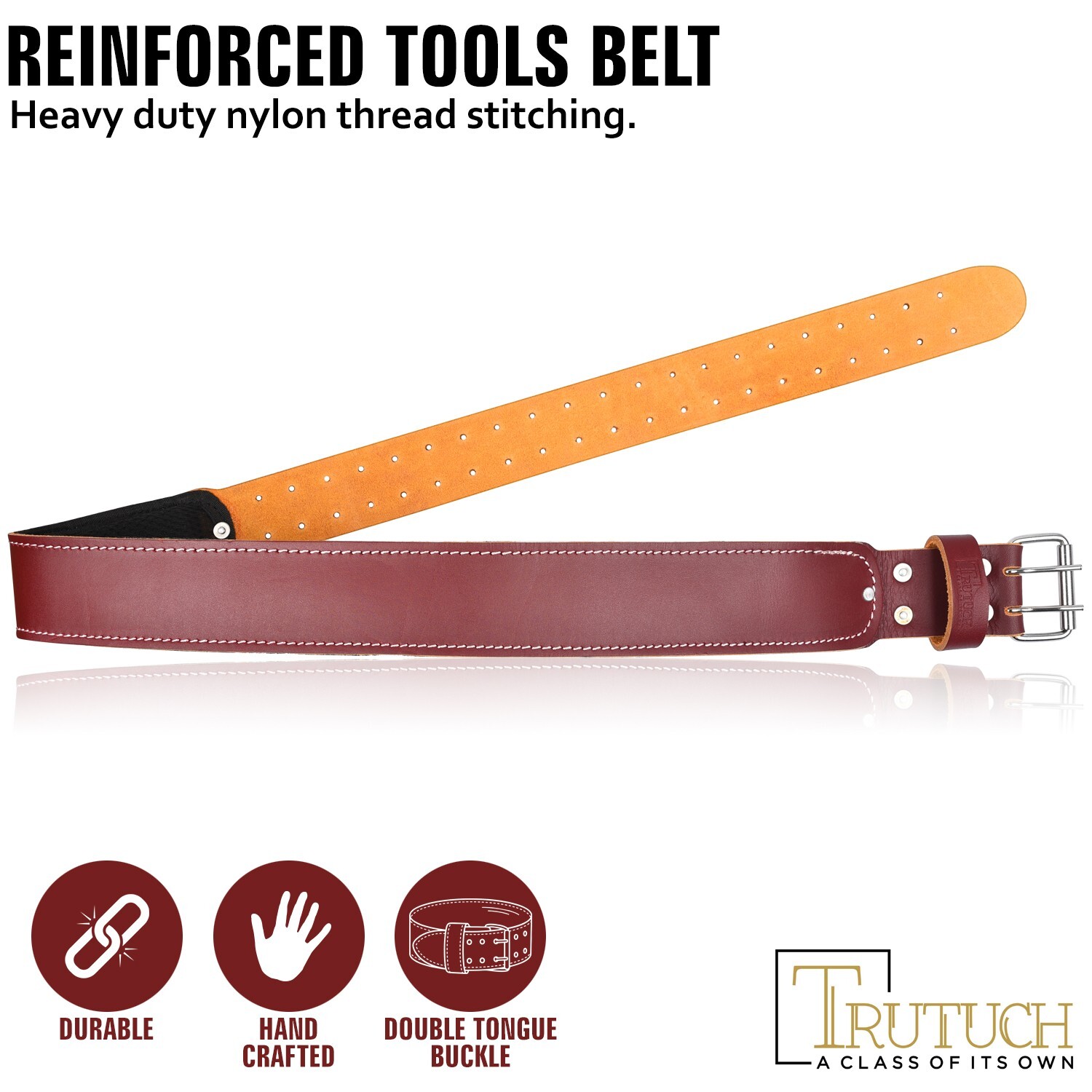 Trutuch Brown Leather Foam Padded Work Belt 2.5″ | Work Tool Belt