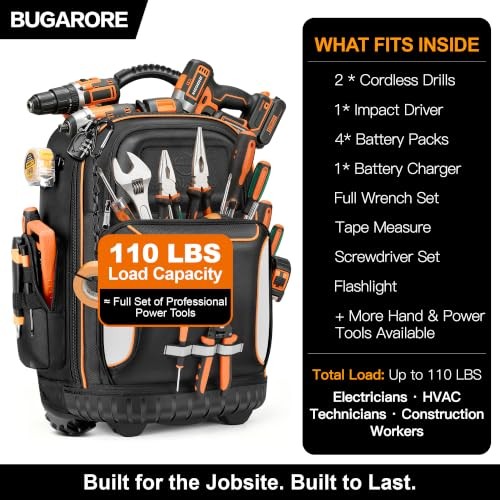 Rolling Tool Backpack 75 Pocket Lock Combo