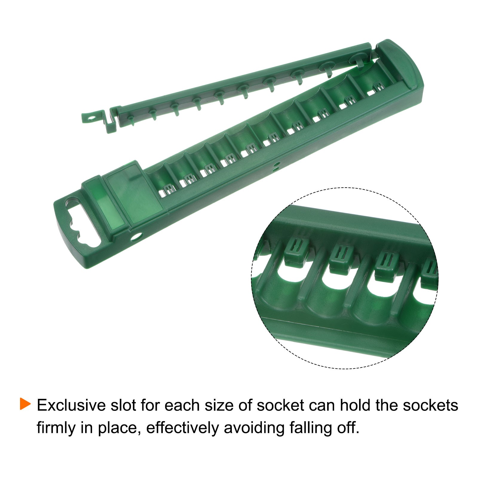 2pcs Socket Organizer 1/4″ Drive 10 Slots Portable Shallow Socket Rail Holder